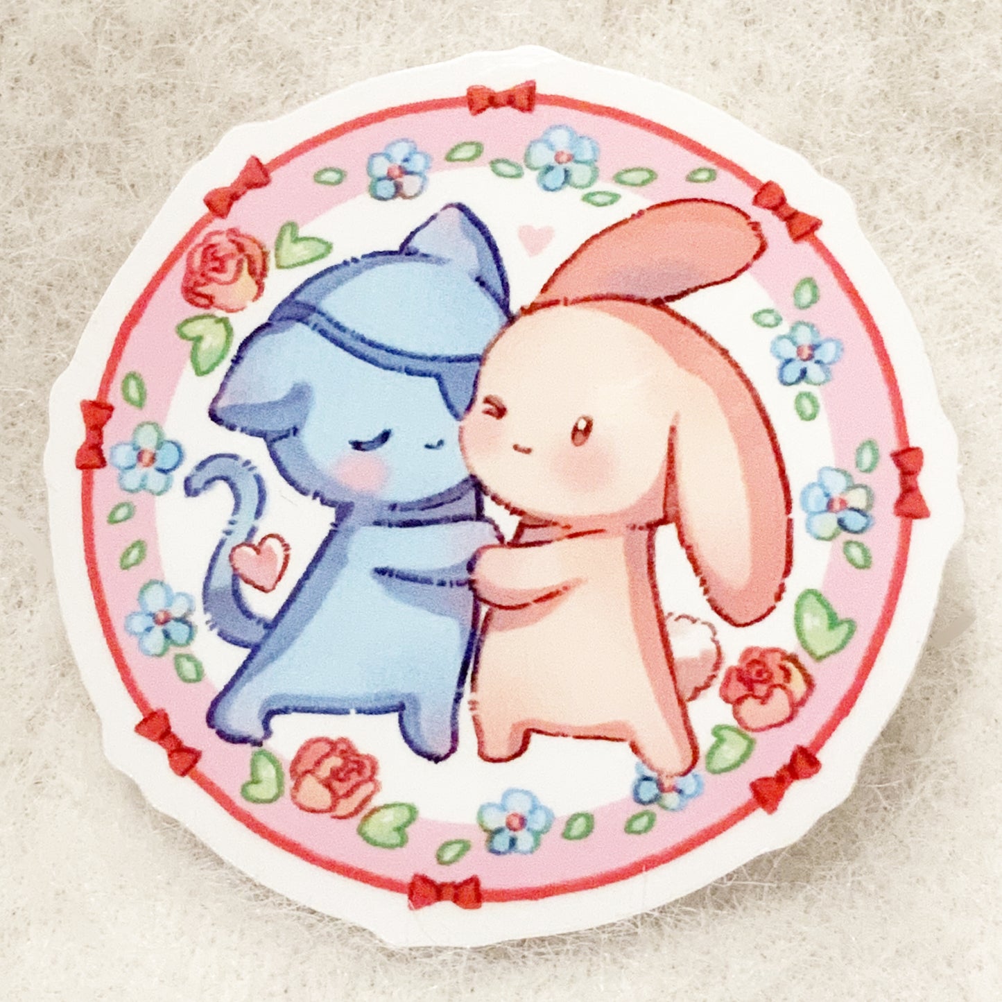 Cute Bunny Cat Hug Sticker