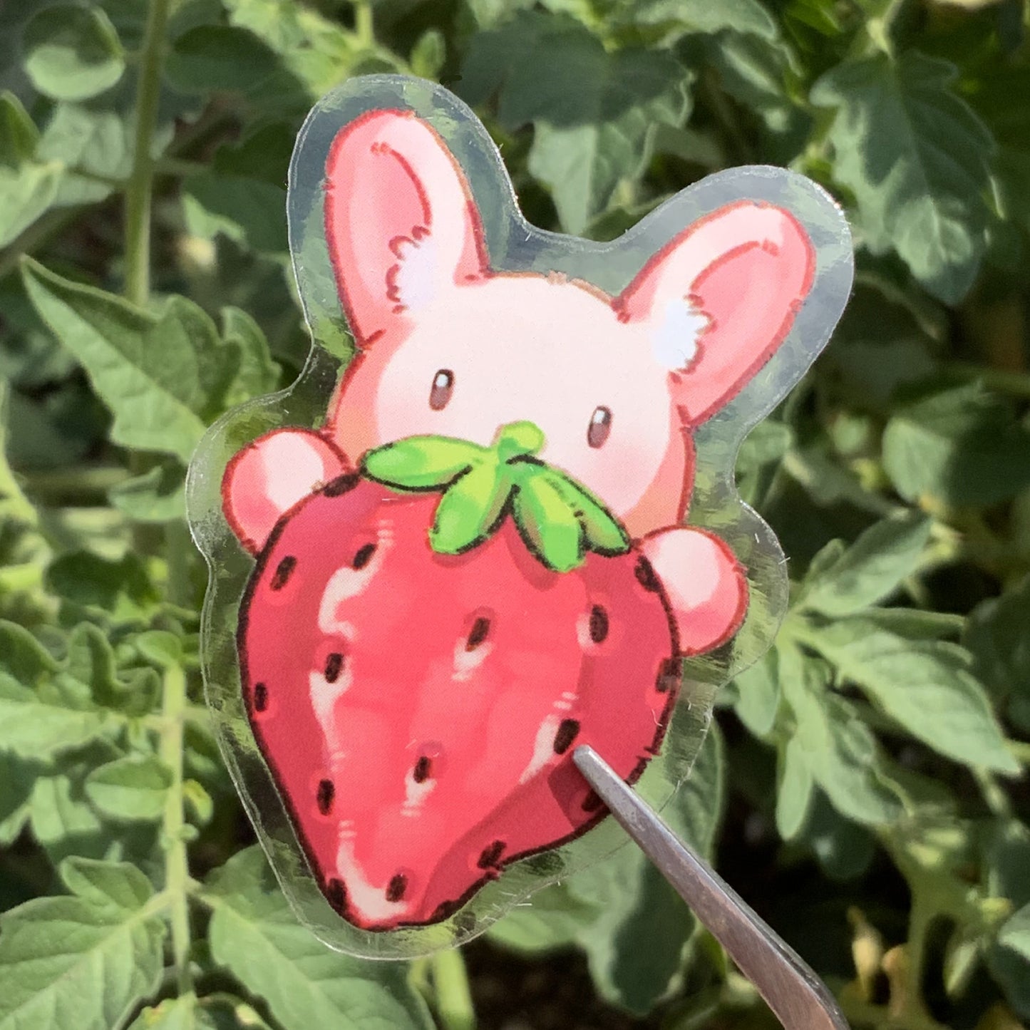 Strawberry Bunny Drawing Sticker