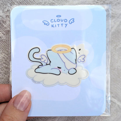 Cat sticker in clear polybag with backing card