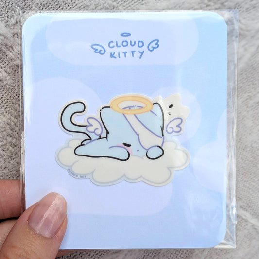 Cat sticker in clear polybag with backing card